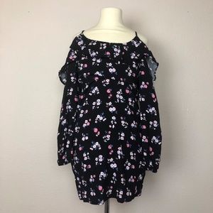 Hollister Black Floral Dress Long Sleeved (XS)